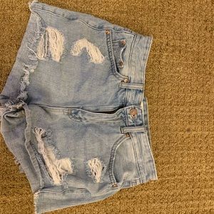 Light Blue Ripped Jean Shorts